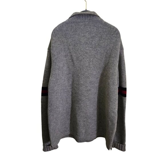 Vintage Gap Wool Gray Stripe Detail Grandpa Sweater Size L - Picture 2 of 4